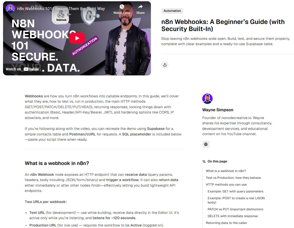n8n Webhooks: A Beginner’s Guide (with Security Built-In)